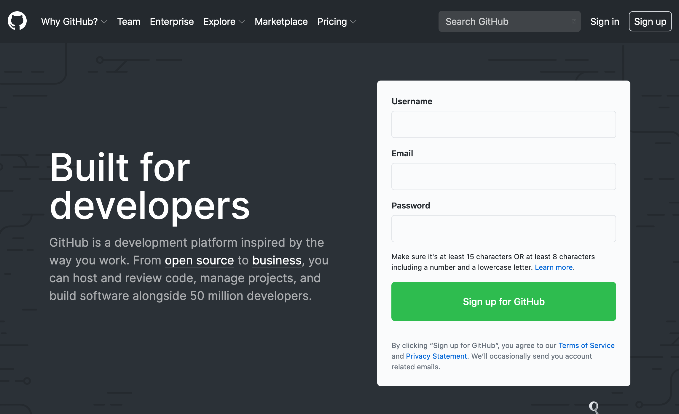 GitHub Sign Up page